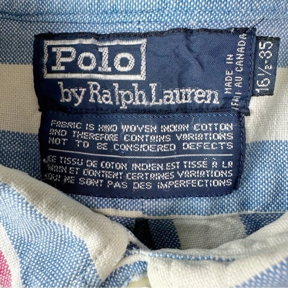 Ralph Lauren Men Stripe Blue White Oxford Button Down Long Sleeve Shirt - Picture 8 of 9